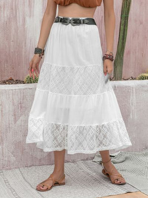 Lace Detail Womenswear High Waist Tiered Skirt