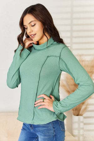 Exposed Seam Long Sleeve Knit Top