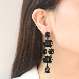 Black Geometric Zircon Alloy Earrings