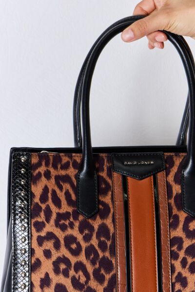 Leopard Contrast Rivet Handbag