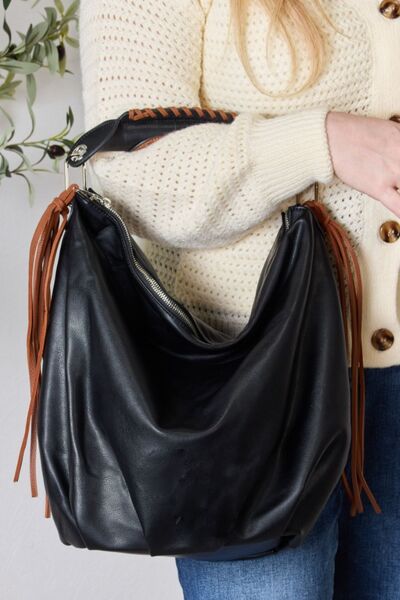 Fringe Detail Contrast Handbag