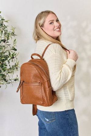 Leather Woven Backpack