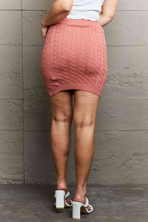 Cable-Knit Sweater Comfortable Coral Mini Skirt