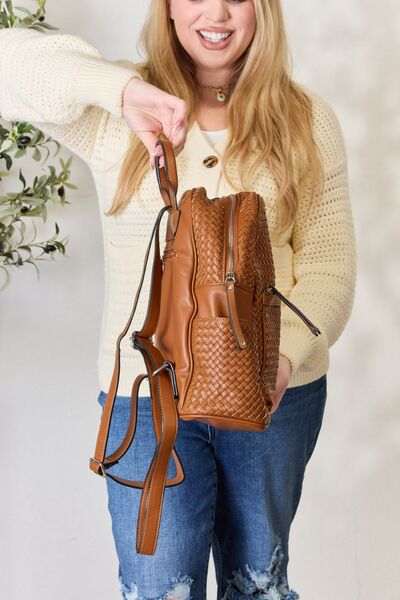 Leather Woven Backpack
