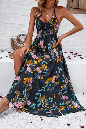 Floral Slit Tied Printed Dress