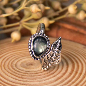 Moonstone Leaf Bypass Fashion Ring