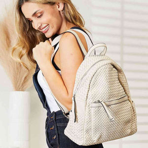 Beige Functional Leather Backpack