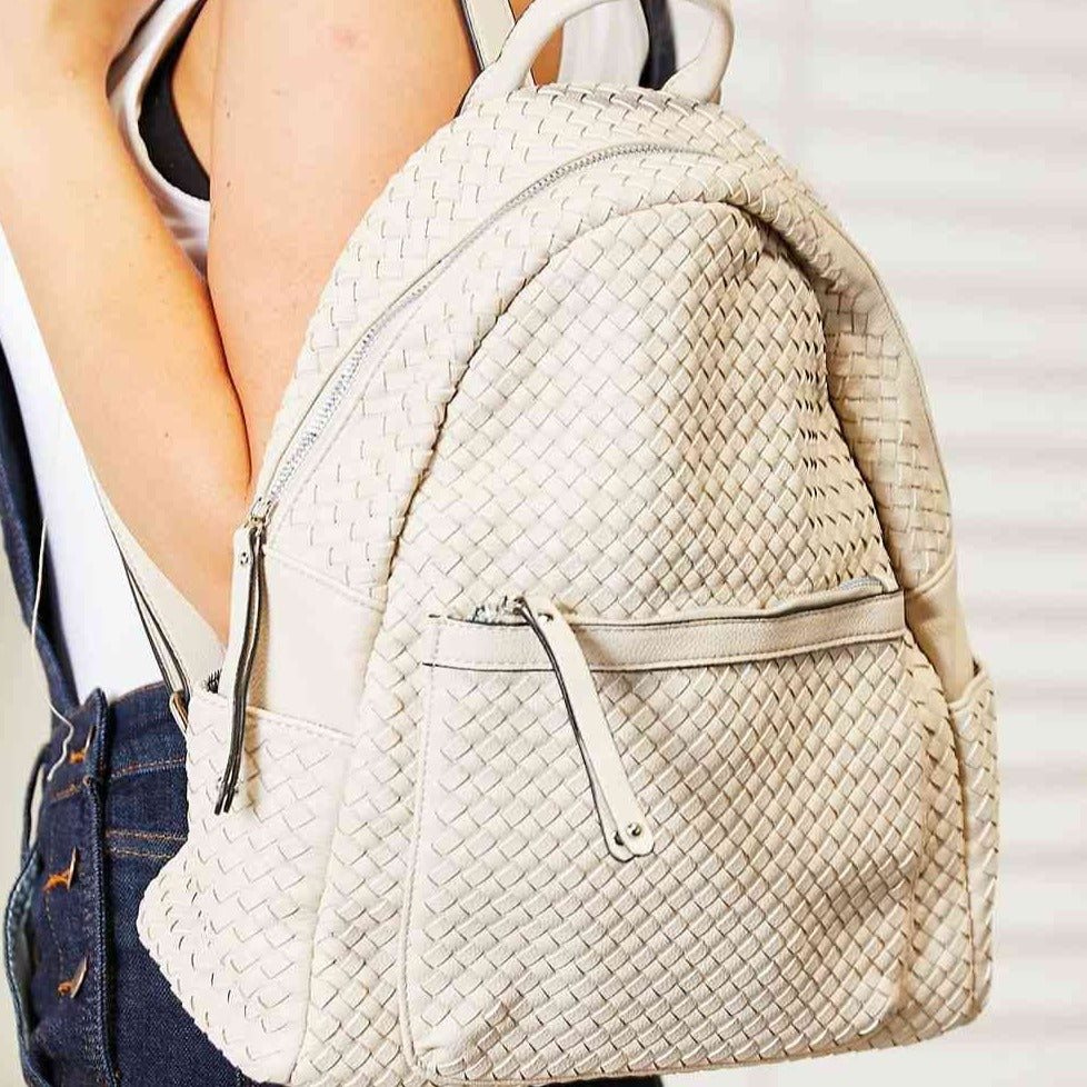 Beige Functional Leather Backpack