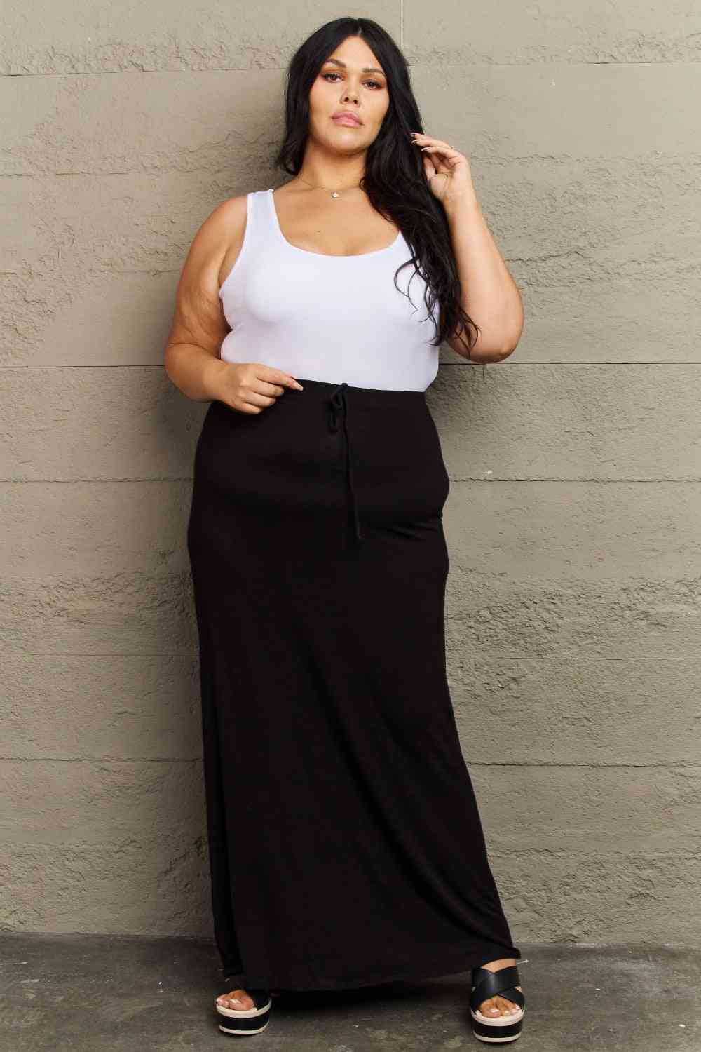 Minimal Black Flare Maxi Skirt