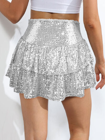 Sequin Layered Mini Skirt