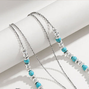 Artificial Turquoise Beaded Cross Necklace