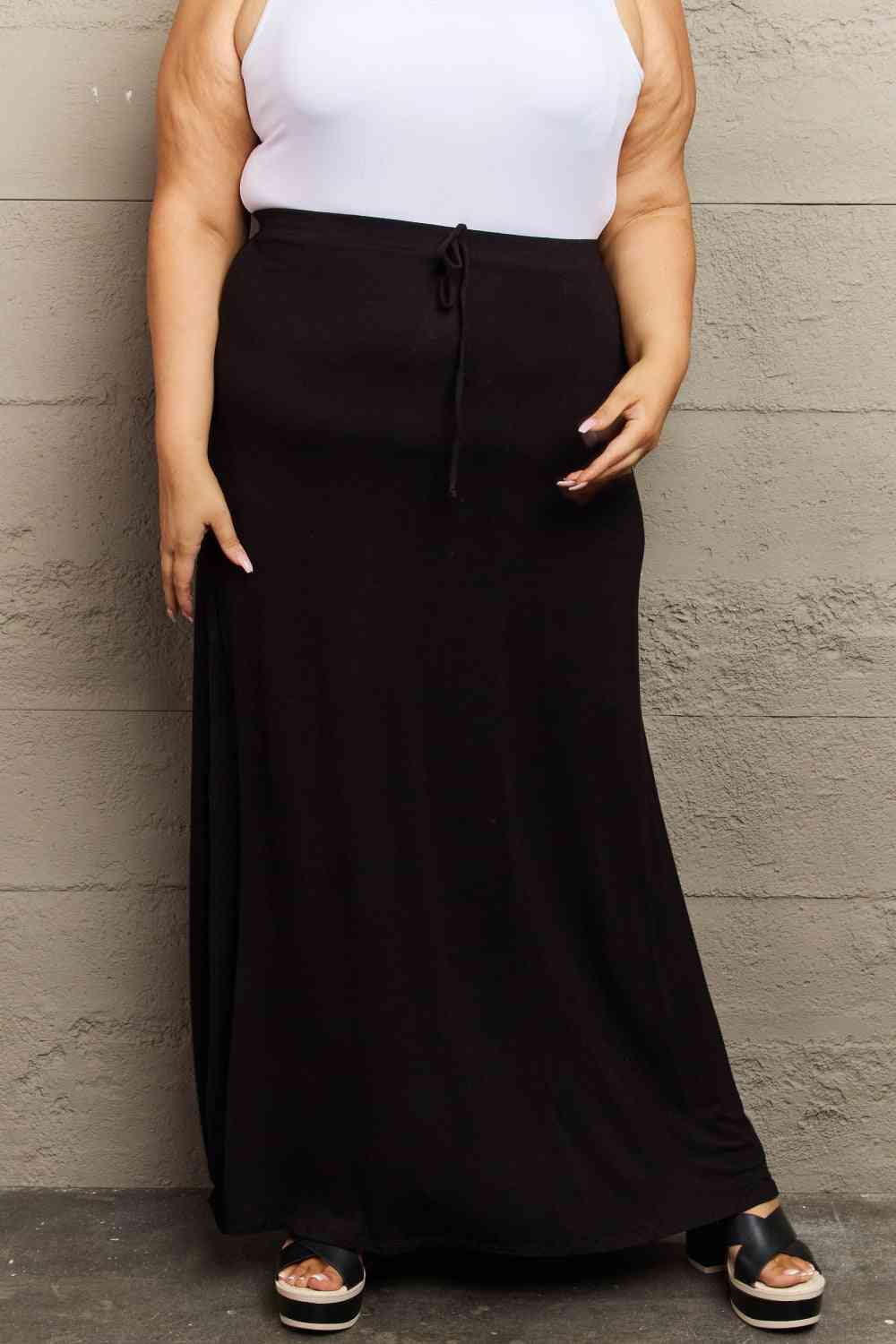 Minimal Black Flare Maxi Skirt