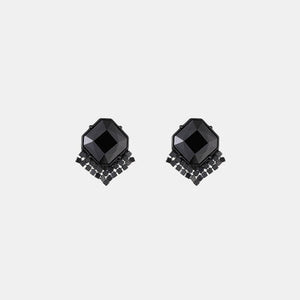 Black Geometric Zircon Alloy Earrings